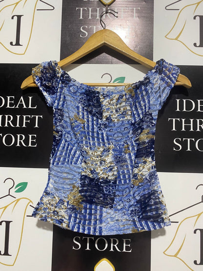 PRIME CASUAL |S| BUST 13|C2|VINTAGE-INSPIRED PATCHWORK CAP SLEEVE TOP