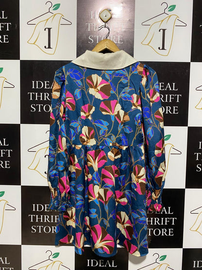 LIQUORISH |M| BUST 17| C6| VINTAGE FLORAL COLLARED MINI DRESS