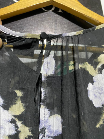 CITY CHIC |S| BUST 19| BLACK FLORAL CHIFFON MAXI DRESS