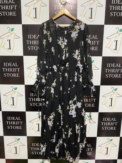 CITY CHIC |S| BUST 19| BLACK FLORAL CHIFFON MAXI DRESS