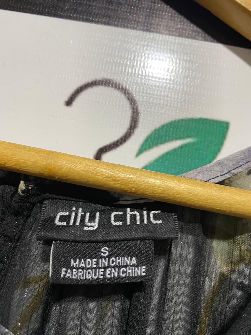 CITY CHIC |S| BUST 19| BLACK FLORAL CHIFFON MAXI DRESS