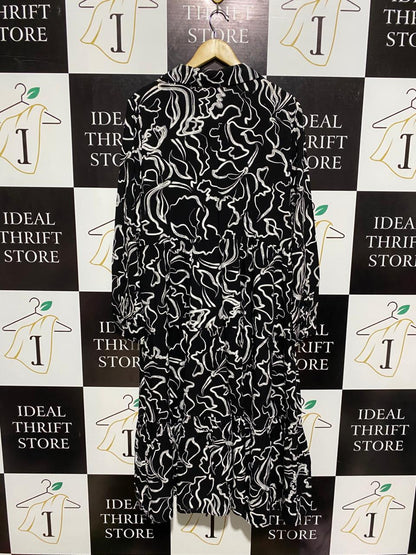 GRACE & CO |XL| BUST 21| C6| BLACK & WHITE ABSTRACT SHIRT DRESS