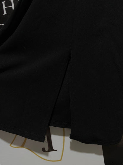 BOOHOO |M| BUST 16| SOPHISTICATED BLACK MILITARY-STYLE MIDI DRESS