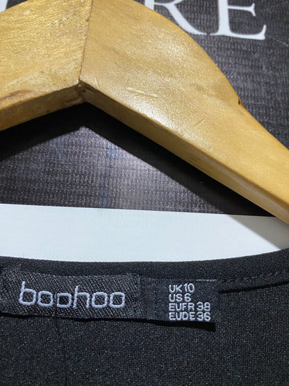 BOOHOO |M| BUST 16| SOPHISTICATED BLACK MILITARY-STYLE MIDI DRESS