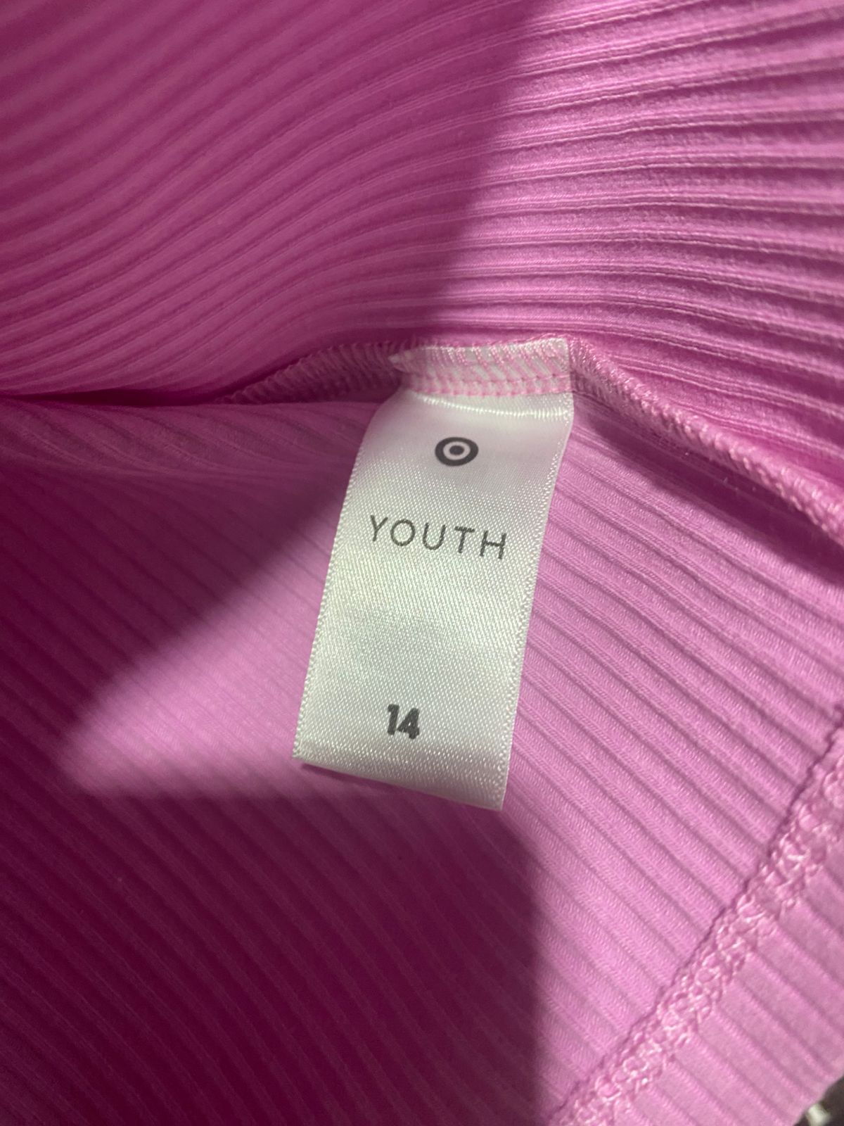 YOUTH |M| BUST 15| PINK RIBBED LONG-SLEEVE CREW NECK TOP