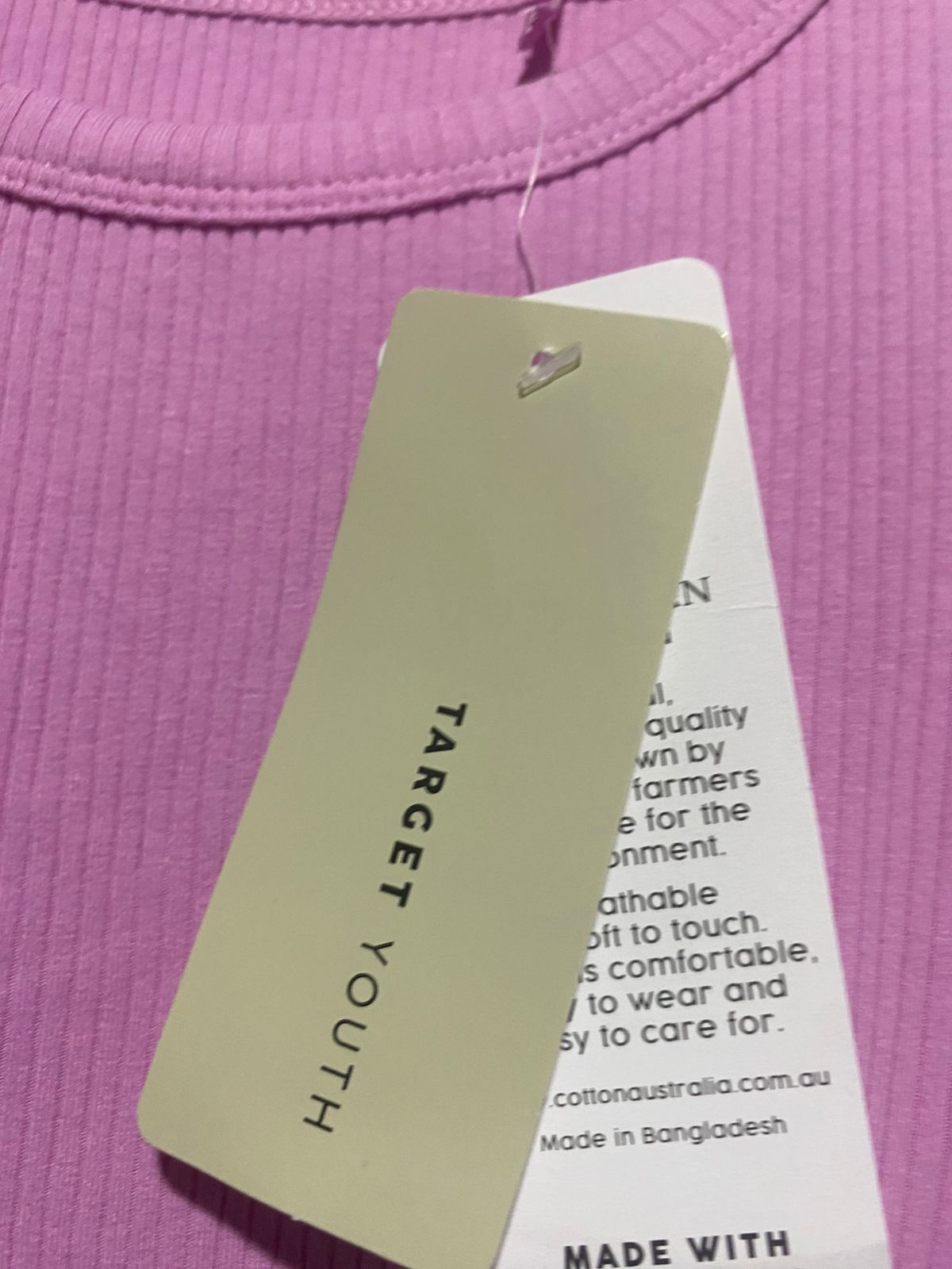 YOUTH |M| BUST 15| PINK RIBBED LONG-SLEEVE CREW NECK TOP