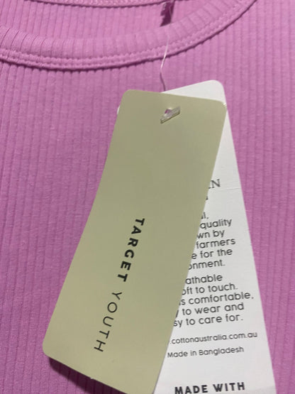 YOUTH |M| BUST 15| PINK RIBBED LONG-SLEEVE CREW NECK TOP