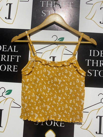 DOTTI |XS| BUST 13|C2|YELLOW FLORAL SMOCKED CROP TOP