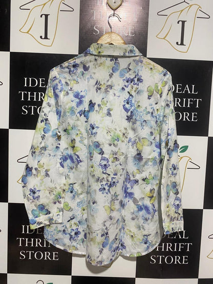 LONG-SLEEVED FLORAL PRINT BLOUSE |XL| BUST 21|