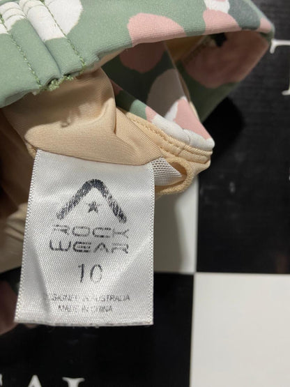 ROCK WEAR |M| BUST 14| SAGE GREEN ABSTRACT FLORAL PRINT SPORTS BRA