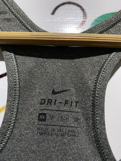 NIKE |XS| BUST 12| HEATHERED GRAY RACERBACK SPORTS BRA CLASSIC SWOOSH LOGO