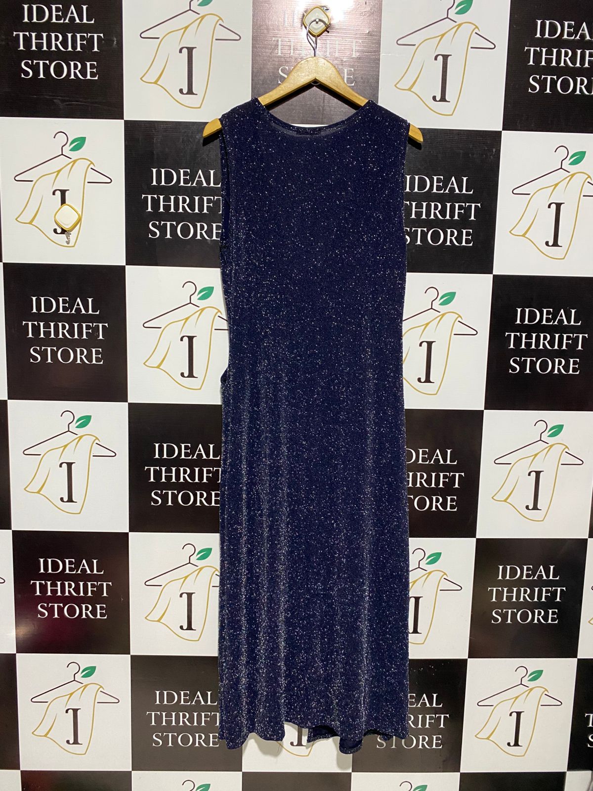 MARIETTA |L| BUST 18| ELEGANT NAVY BLUE SHIMMER MAXI DRESS