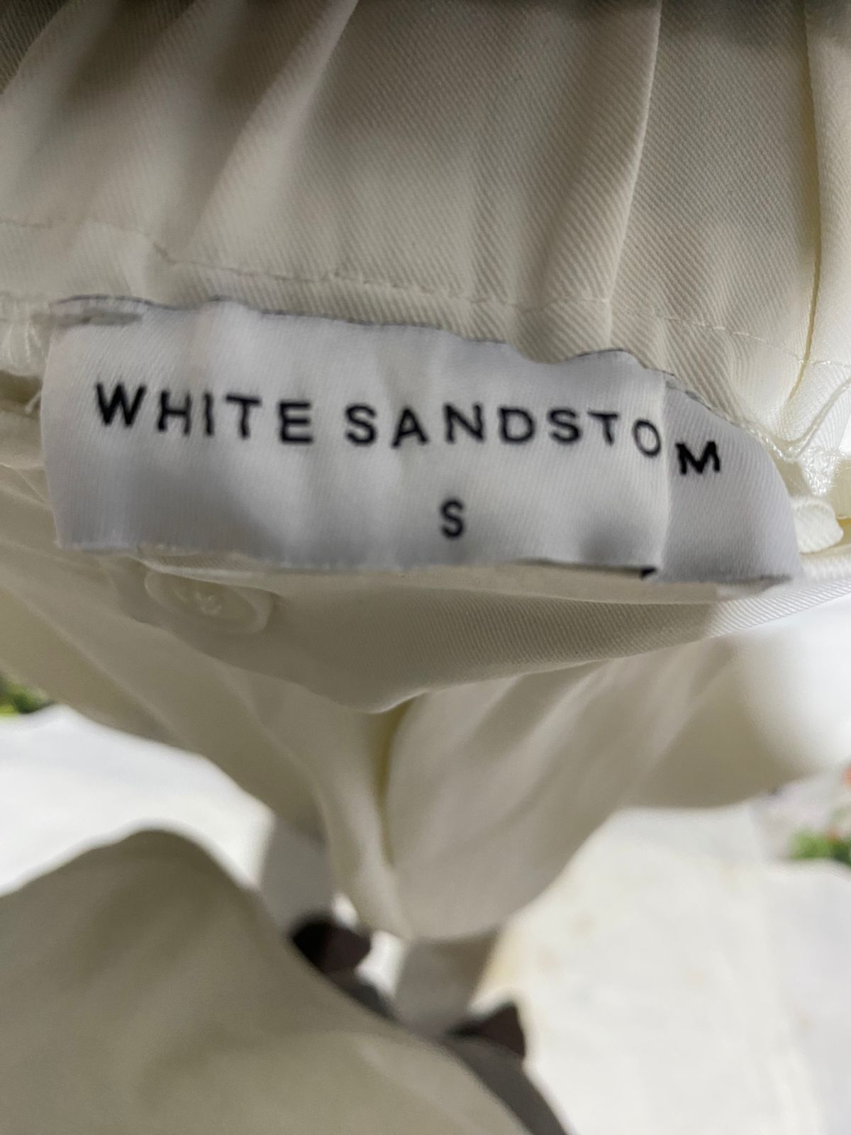 WHITE SANDSTOM |S| WAIST 25| WHITE TAILORED WIDE-LEG TROUSERS