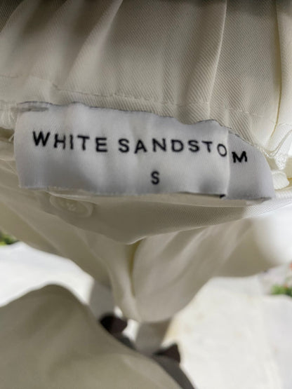 WHITE SANDSTOM |S| WAIST 25| WHITE TAILORED WIDE-LEG TROUSERS