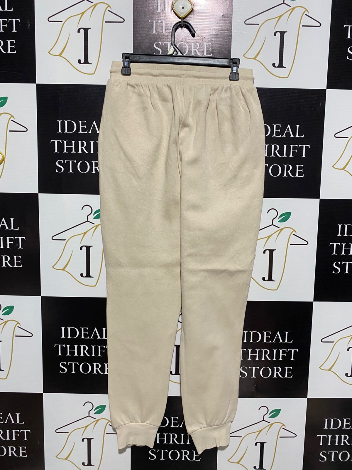 ANKO |M| WAIST 28|C1| WOMEN'S CREAM FLEECE JOGGERS - HIGH-WAISTED LOUNGE PANTS WITH CUFFED ANKLES