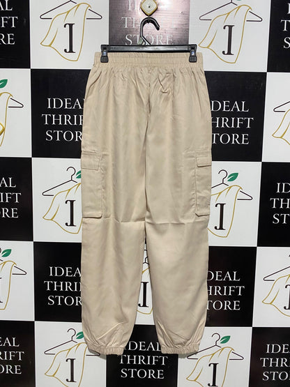 PREMIUM KHAKI CARGO JOGGER PANTS WITH ELASTIC WAIST AND CUFFS |L| WAIST 26|