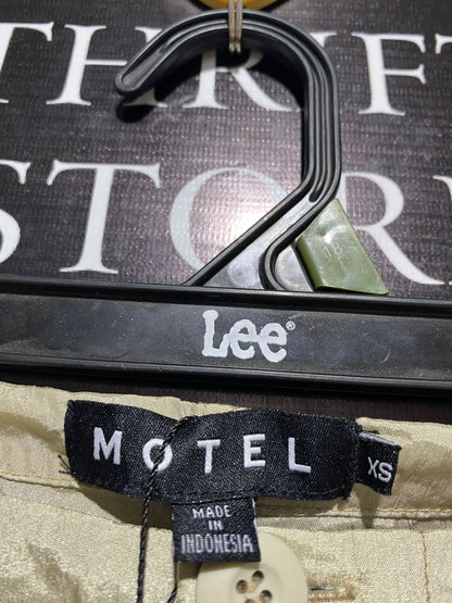 MOTEL |XL| WAIST 34| METALLIC CHAMPAGNE WIDE-LEG TRACK PANTS