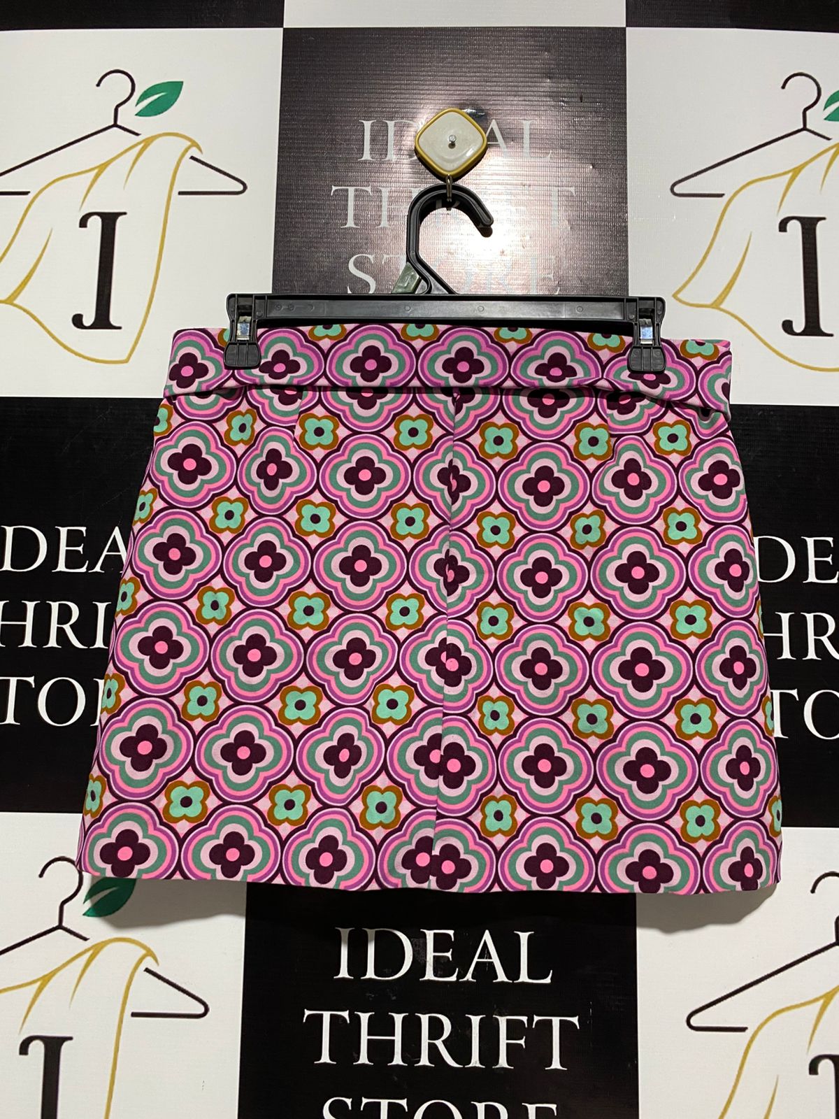 ZARA |L| WAIST 30| RETRO GEOMETRIC PRINT MINI SKIRT