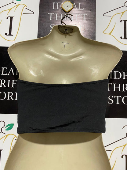 MINIMALIST BLACK BANDEAU CROP TOP |S| BUST 13|