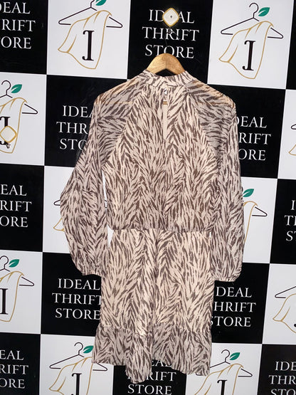 RESERVED |M| BUST 18| C6| STORIES ZEBRA PRINT HIGH-NECK MINI DRESS