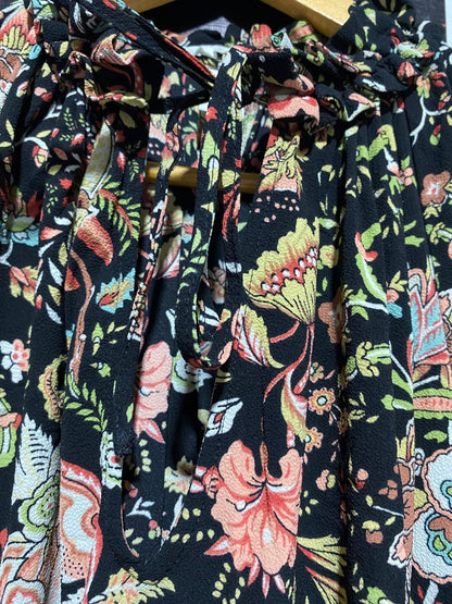 H&M |L| BUST FREE | BOHEMIAN FLORAL RUFFLE-NECK MIDI DRESS