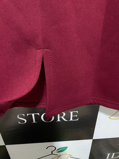 WINE RED LACE AND RUCHED BODYCON DRESS |M| BUST 17|