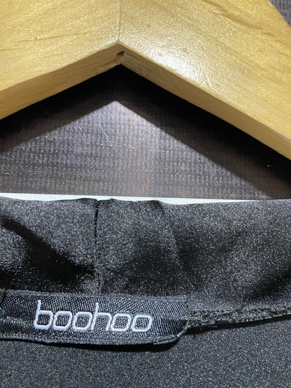 BOOHOO | M| BUST 17| ELEGANT BLACK SATIN WRAP-STYLE MIDI DRESS