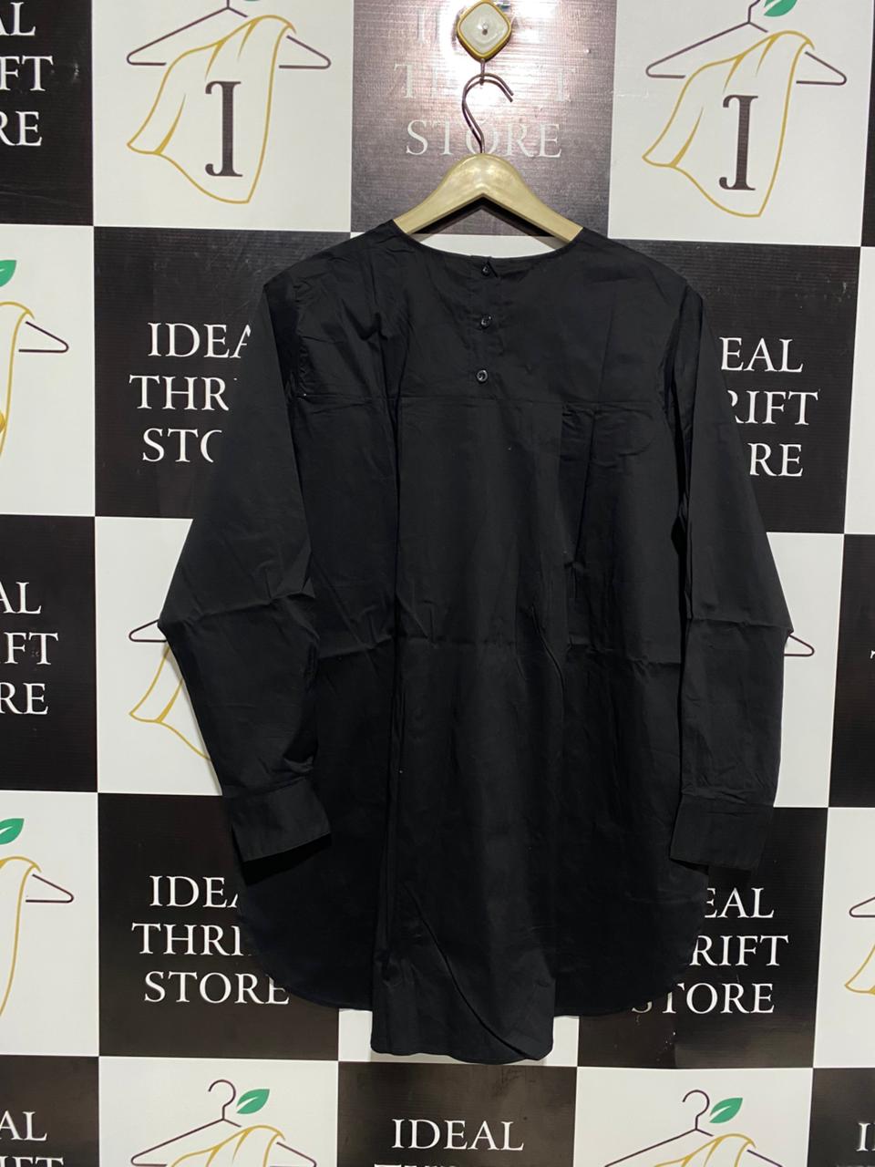 WENDY TRENDY |XL| BUST 23| CHIC MINIMALIST BLACK LONG SLEEVE TUNIC DRESS
