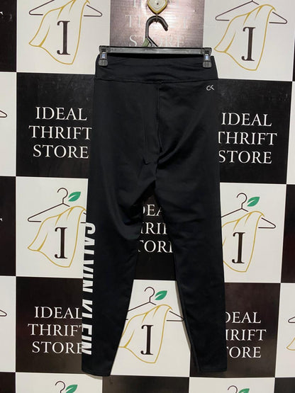 CALVIN KLEIN |S| WAIST 26| BLACK HIGH-RISE TIGHTS WITH BOLD WHITE LOGO