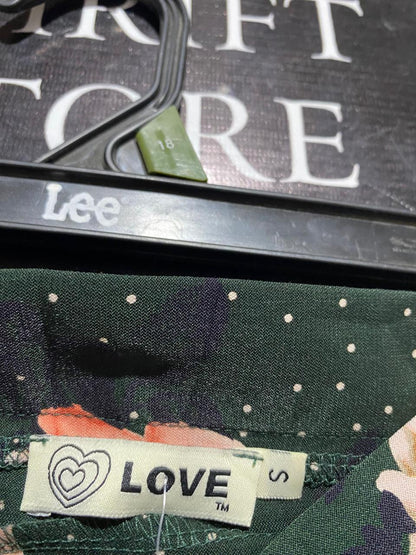 LOVE |M| WAIST 28| DARK FLORAL WIDE-LEG TROUSERS