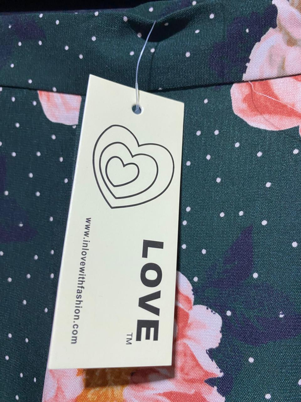 LOVE |M| WAIST 28| DARK FLORAL WIDE-LEG TROUSERS