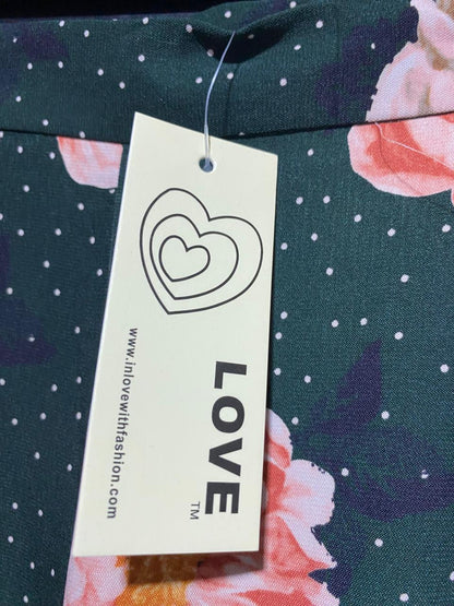 LOVE |M| WAIST 28| DARK FLORAL WIDE-LEG TROUSERS