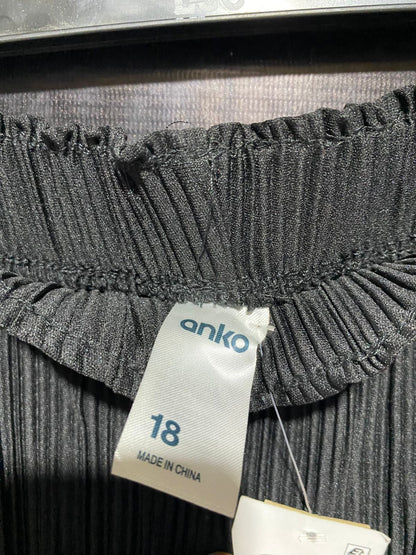 ANKO |XXL| WAIST 36| CHIC BLACK PLISSÉ PLEATED WIDE-LEG PANTS