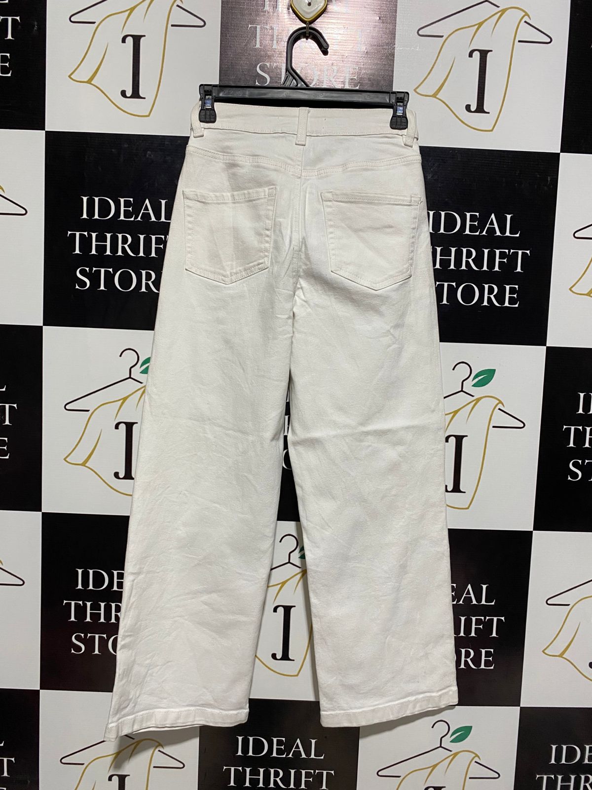 WIDE HIGH RISE |M| WAIST 26|B12|HIGH-WAISTED WHITE WIDE-LEG DENIM TROUSERS