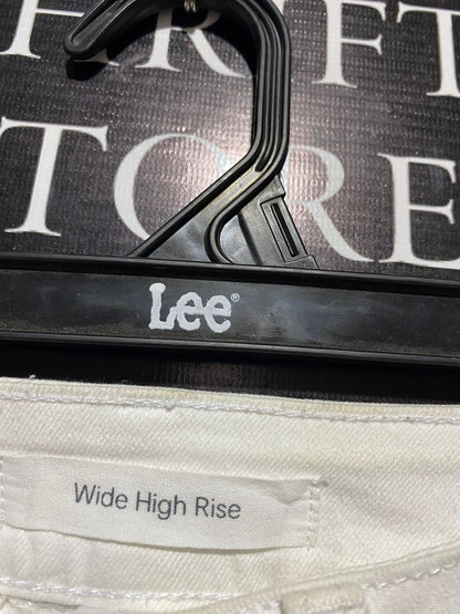 WIDE HIGH RISE |M| WAIST 26|B12|HIGH-WAISTED WHITE WIDE-LEG DENIM TROUSERS