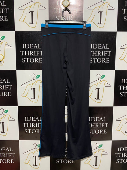 RUNDO |M| WAIST 28| PERFORMANCE FLARE ATHLETIC PANTS BLACK WITH BLUE TRIM