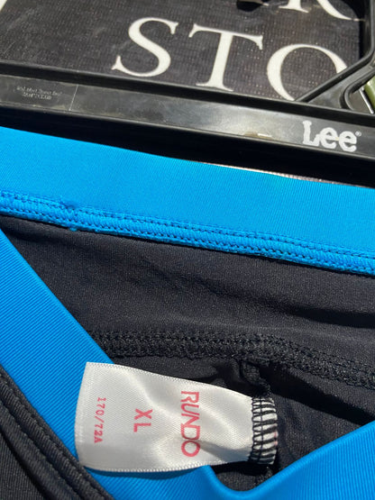 RUNDO |M| WAIST 28| PERFORMANCE FLARE ATHLETIC PANTS BLACK WITH BLUE TRIM
