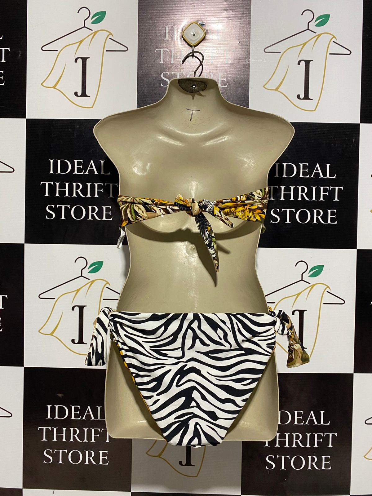 WOW O WOW |XL| BUST 15| TWO-PIECE ZEBRA PRINT BANDEAU BIKINI SET