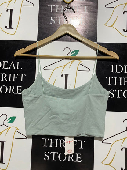 SUPRE |S| BUST 14|B12|WOMEN’S MINIMALIST SAGE GREEN CAMI CROP TOP