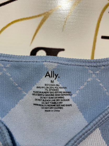 ALLY |M| BUST 14| ALLY BLUE AND WHITE ARGYLE KNIT CROPPED TANK TOP