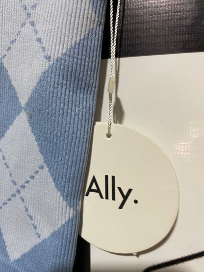 ALLY |M| BUST 14| ALLY BLUE AND WHITE ARGYLE KNIT CROPPED TANK TOP