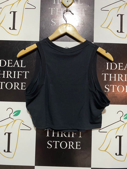 NIKE |L| BUST 18| BLACK ONE FITTED DRI-FIT CROPPED TANK TOP