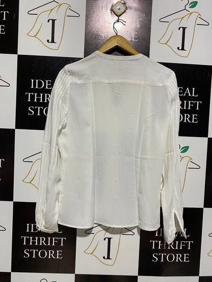 FRESH SOUL |S| BUST 19| WHITE LONG SLEEVE PLEATED BLOUSE