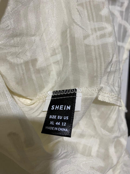 SHEIN |XL|BUST 25| CREAM SHEER FLORAL TEXTURED BLOUSE