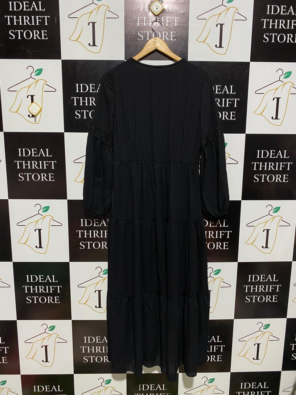 NEW LION |L| BUST 18| C5| BLACK LONG SLEEVE BOHO MAXI DRESS