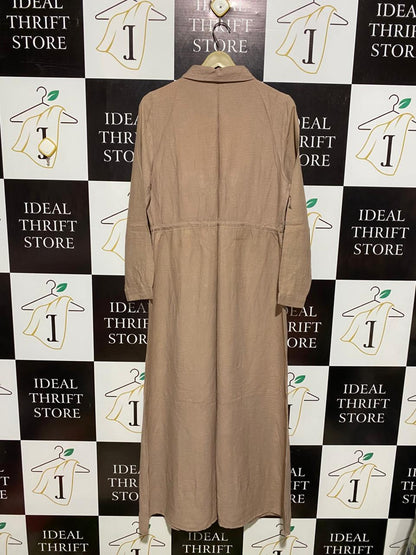 FASHION |M| BUST 22| TAN BUTTON-DOWN MAXI SHIRT DRESS