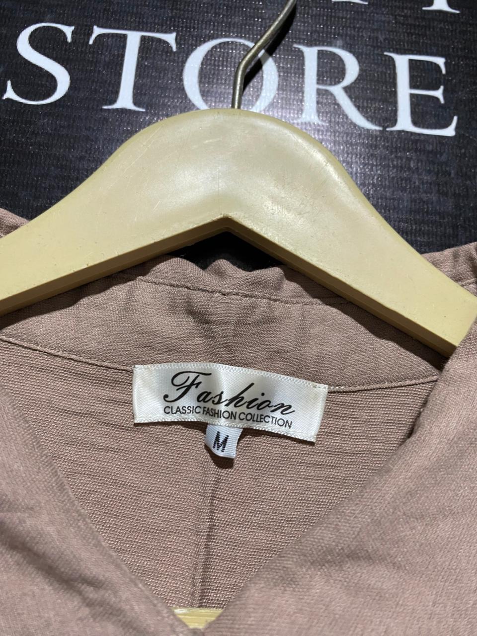 FASHION |M| BUST 22| TAN BUTTON-DOWN MAXI SHIRT DRESS