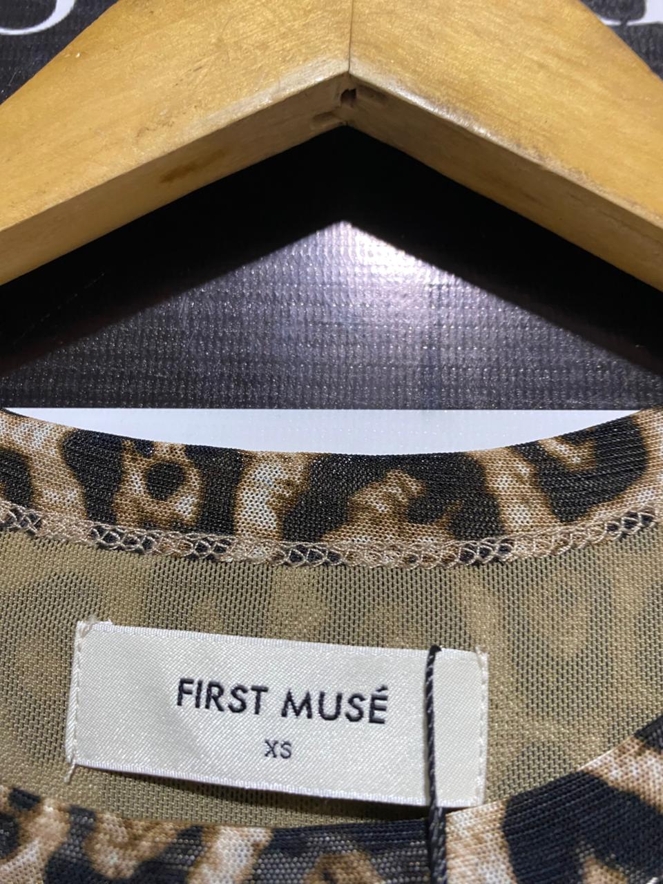FIRST MUSE |XS| BUST 11| LEOPARD PRINT RUCHED MINI DRESS