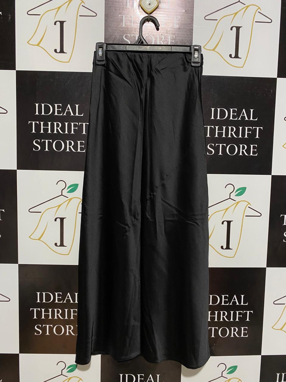 NEW LOOK |S| WAIST 24|B10| BLACK SATIN MIDI SKIRT
