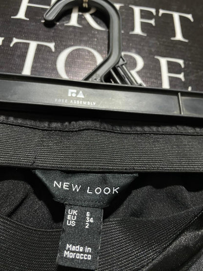 NEW LOOK |S| WAIST 24|B10| BLACK SATIN MIDI SKIRT